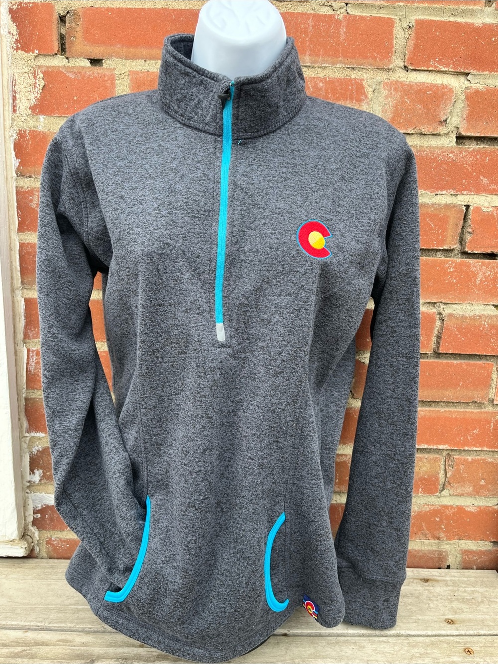 Yo Colorado Grey Quarter-Zip Pullover with Colorado C Patch
